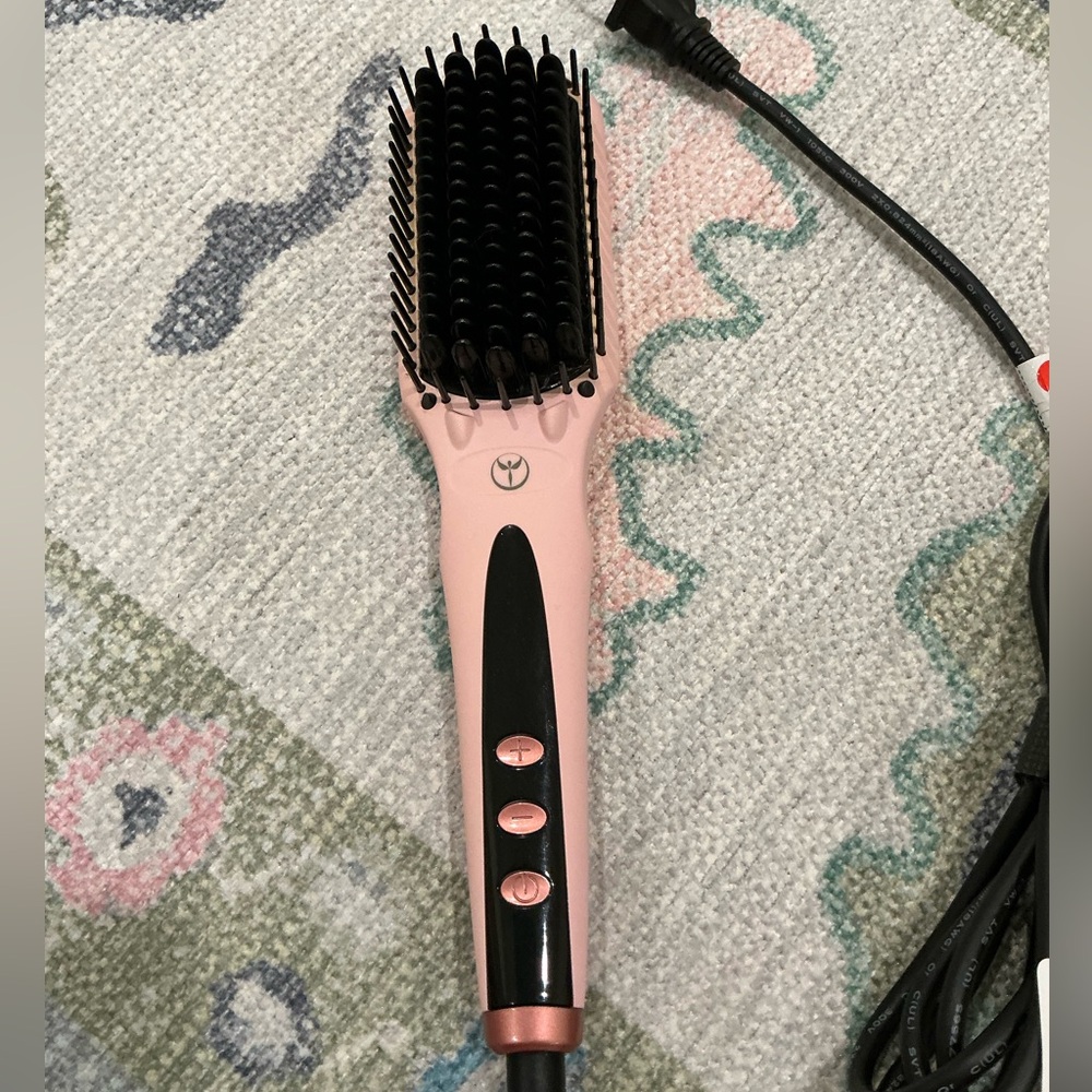 LANGE Le Vite Pink Ceramic Straightening Brush Hair Styling Tool Flat Iron
